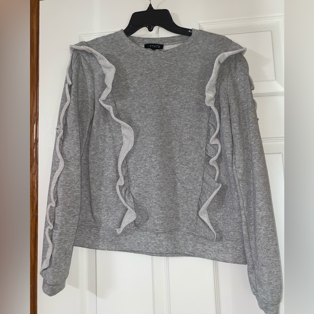 - 1.State/ Grey Ruffle top - Picture 2 of 5